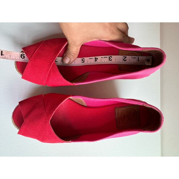 Tory Burch pink and red Filipa Wedge Espadrille size 7 - Picture 10 of 10
